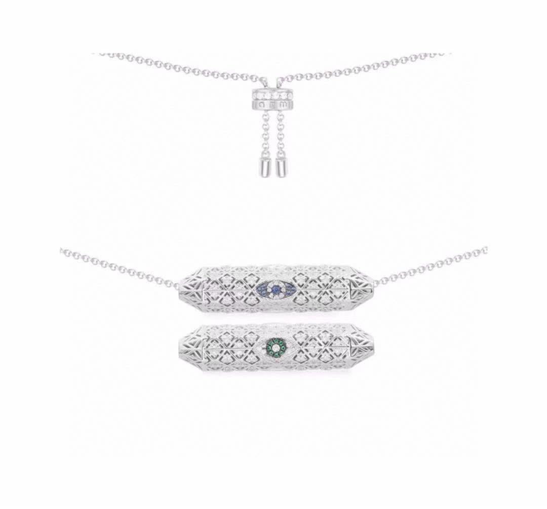 APM Monaco Silver Filigree Necklace with Gemstone Accents